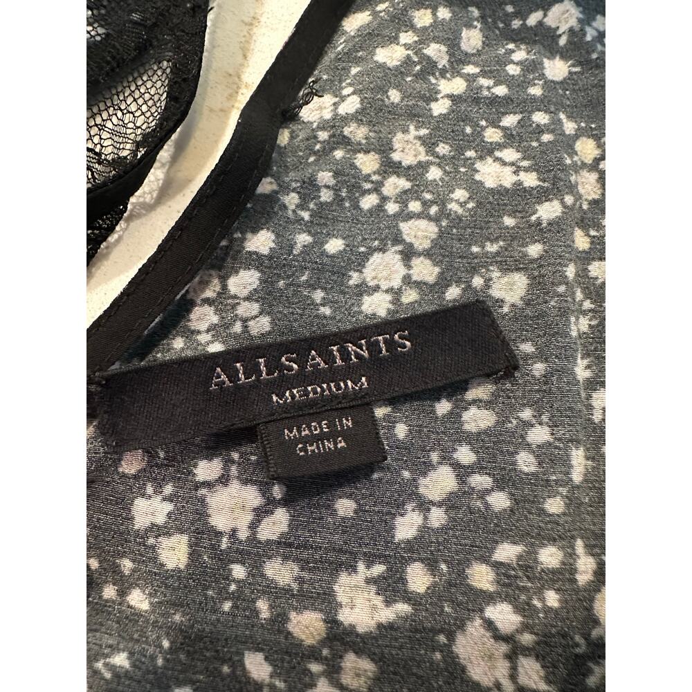 AllSaints Cate Pepper Jumpsuit Women’s Medium Black Floral Wide Leg Boho - Picture 10 of 16